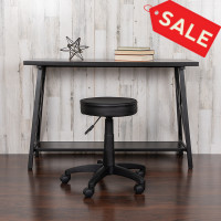 Flash Furniture CH-82042-3X01-GG Black Adjustable Doctors Stool on Wheels with Ergonomic Molded Seat